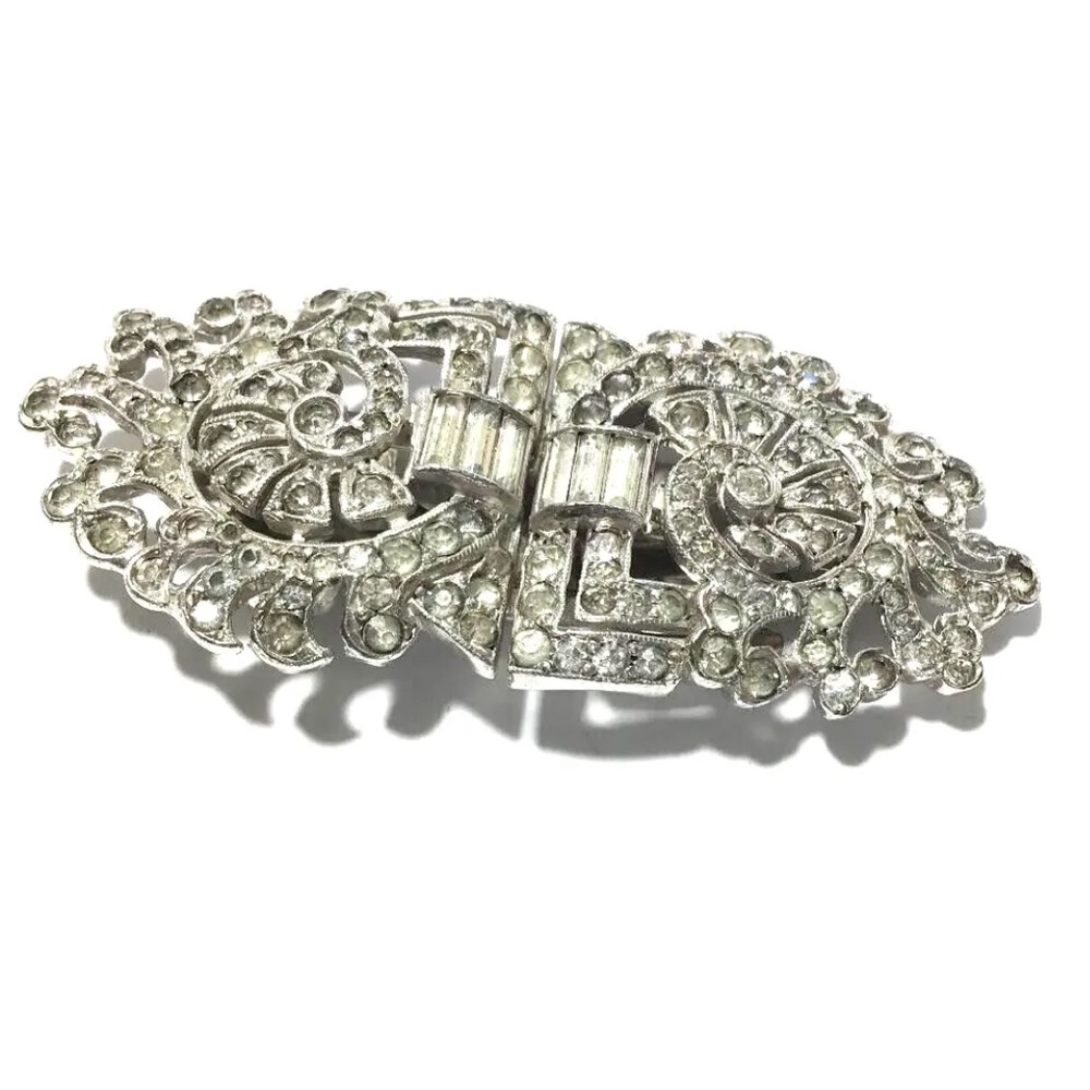 SOLD!  Too late!  Vintage Deco Rhinestone Duette Brooch Clips